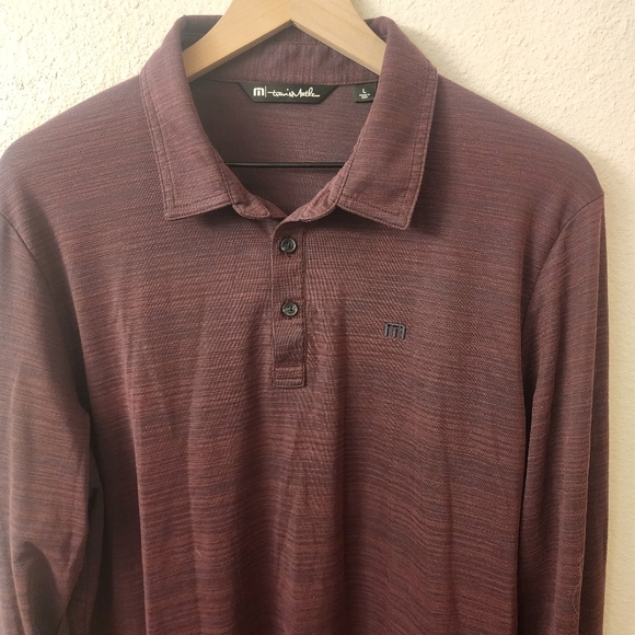 Travis Mathew Maroon Cotton Blend Longsleeve Polo Shirt Mens Large - Picture 2 of 9